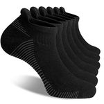 Men's Breathable Cotton Athletic Ankle Socks Moisture Wicking Low Cut Running Cushioned Tab Sports Short Thick Socks 6 Pairs