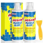Jigsaw Puzzle Glue with Sponge Tip & Squeegee – Clear, Fast-Drying Puzzle Sealer for 1000/3000/5000 Piece Puzzles – Non-Toxic Adhesive for Paper & Wooden Jigsaw Puzzles – 200ML x 2 Pack