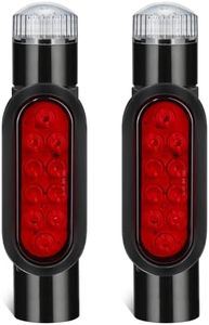 Partsam 2pcs Boat Trailer Guide on Post Pipe Light Set, [DOT Approved] [Patented] IP67 Waterproof Black Boat Trailer Pole Lights, Turn Signal Brake Tail Lights 12V
