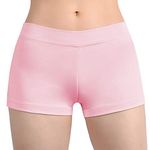 SUPRNOWA Girl's Women's Boy Cut Low Rise Elastane Spandex Active Dance Shorts Yoga Workout Fitness (Pink, M)