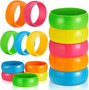 20 Pieces 1980s Style Costume Bracelets Colorful Chunky Plastic Bangle Bracelets 80s Accessories for Women Neon Accessories for Birthday New Years Eve Party Favors, 5 Colors, Plastic, Agate