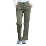 Cherokee Scrubs for Women Workwear Revolution, Drawstring Scrub Pants, Soft Stretch WW120, M, Olive