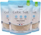 Sante Naturelle Celtic Salt Grey Coarse Sea Salt - 1.1lb (18oz) Pack of 3, Unrefined Organic French Sea Salt, Rich in 82+ Minerals Salt, 100% Natural & Hand Harvested Sal Celtica