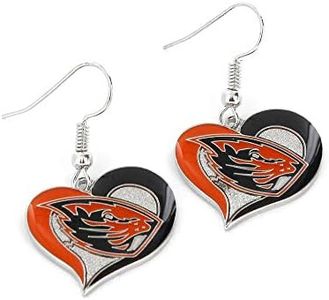 Aminco NCAA Oregon State Beavers Swirl Heart Earrings