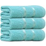 Towelogy® Luxury Egyptian Cotton Face Cloth Flannel Fingertip Towels Set 500 GSM Supersoft and Highly Absorbent Washcloths 30x30 cm (Pack 3, Aqua)