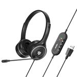 Metaind Wired USB Headphone with Mic | Perfect for Skype, Zoom Calls & Call Center Headset for PC & Laptop | Model: Meta_MT30 (Black)