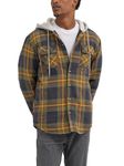 Wrangler Authentics Men's Long Sleeve Quilted Lined Flannel Shirt Jacket with Hood, Phantom, Large