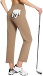 BALEAF Women's Golf Pants 27" Stretch High Waisted Sweatpants for Work Athletic Travel Brown S