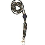 Tough Paracord Neck Lanyard for Dog Whistles & Clickers, ID, Keys, Braided Knot (Green/Brown)