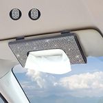 RISTOW Car Tissue Holder, Bling Car Sun Visor Tissue Holders for Car, Crystal Sparkling Car Napkin Holder PU Leather Tissue Box Holder with 2Pcs Car Mask Holder Bling Car Accessories for Women