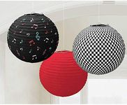 50's Round Printed Party Lanterns, 9.5", 3 Ct.