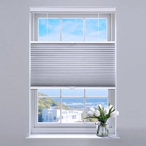 SUNFREE Stores cellulaires de haut en bas, stores cellulaires occultants, stores de fenêtre en nid d'abeille pour fenêtres, 68,6 x 162,6 cm (l x H), gris