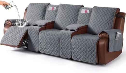 KinCam 100% Waterproof Recliner Sofa Cover with Console, Dark Gray
