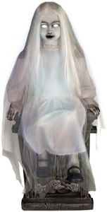 Haunted Hill Farm Motion-Activated Sitting Tombstone Girl Premium Talking Halloween Decoration (HHSTMBGRL-1FLSA)