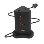 ZEBRONICS Power Block 385, Tower Extension Board/Strip, 2500 Watts, 10 Amps, 1x Type C Port, 8X Universal Socket, 2X USB Port, LED Indicator, Digital Counter, On/Off Switch, 5 Meter
