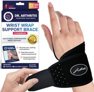 Dr. Arthritis Wrist Brace, Adjustable Wrist Wraps & Hand Brace Compression, Doctor-Developed Wrist Brace for Carpal Tunnel, Tendonitis, Injuries & More, Easy to Wear, Fits Both Hands (Single)