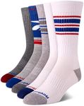 Reebok Men?s Athletic Socks ? Comfort Cushion Performance Crew Socks (5 Pack), Size 6-12.5, Blue/White