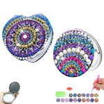 Diamond Art Painting Compact Mirror 2PC Diamond Art Kits Magnifying Portable Travel Folding Pocket Mirror Crystal Art for Kids Crafts with Accessories Birthday Gifts for Women Girls Mandala