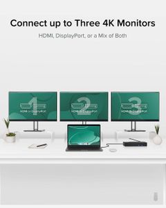 Plugable USB-C Triple Monitor Docking Station – 12-in-1, 4K HDMI/DP, 60W PD, Ethernet