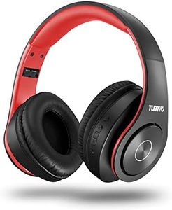 TUINYO Casque Bluetooth sans Fil, Casque sans Fil stéréo, Temps de Lecture 35H, Basses Graves, Cache-Oreilles protéiques à mémoire Douce, Mode de câble de Microphone intégré PC/Mobile/TV (Red)