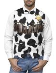 Mens Western Cowboy Vest Cow Print Sheriff Halloween Costume Waistcoat with Bow Tie, Cowboy, Medium