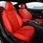 GIANT PANDA Customized Full Set Car Seat Covers Fit Ford Mustang Coupe Hardtop 2015 2016 2017 2018 2019 2020 2021 2022 2023 - (Red)