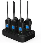 SAMCOM Two Way Radio Long Range Rechargeable, 5W 2 Way Radio High Power Walkie Talkie for Adults with Multi-Unit Charger, Heavy Duty Programmable UHF Radios (6 Pcs Radio + 6 Way Charger Gang)