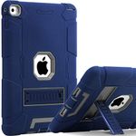 BENTOBEN Tablets Case for iPad Air 2, Navy Blue/Gray, Shockproof, Protective, Rugged, Triple-Layer, Drop Proof, Non-Toxic, Durable, Port Cover, Easy Kickstand