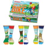 United Oddsocks On Your Bike Box of 6 Odd Socks for Men,UK 6-11 | EUR 39-46 | US 7-12. Fun and Quirky Birthday,Christmas,Father's Day Gift for Men