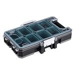 Navaris Modular Storage Organiser Box - Portable Plastic Hardware Box with 8 Compartments for Screws Nails Small Tools Parts - Garage Shed Storage Box