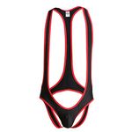 iiniim Mens Sexy Suspender Wrestling Singlet One Piece High Cut Jockstrap Leotard Jumpsuit Bodysuit Underwear Black Large