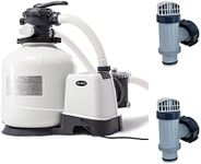 Intex 3000 GPH Sand Filter Pool Pump with Built-In Timer and Plunger Valve Set with Replacement Part (2 Pack) for Above Ground Outdoor Swimming Pools