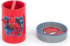 Marvel Spiderman 2 Piece Bathroom Set - Red & Blue Soap Dish & Toothbrush Holder Set - Kids Resin Bathroom Accessories