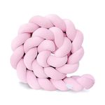 LOVEXIN Braided Cot Bumper, Braided Pillows Knotted Cot Bumper, Soft Comfortable Cotton Bed Set All Round Braided Protector, Braided Crib Knotted for Room Decor,pink,1m