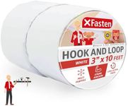 XFasten Hook and Loop Roll, White, 3-in x 10-Ft Hook and Loop Tape Heavy Duty Strips with Adhesive, Fastening Strips with Adhesive for Fabric, Tools