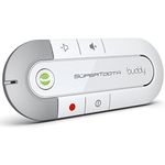 SUPERTOOTH Buddy Handsfree Bluetooth Visor Speakerphone Car Kit for Smartphone Devices, Compatible with iPhone, Samsung, Huawei, Google and Other Mobile Smartphones - White