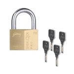 Godrej Locks | Sherlock Pro (70mm) Padlock | with 3 Keys | Premium Solid Brass Lock | Self-Locking Shackle | Double Locking | Rust-Resistant | Suitable for Doors | 5 Years Warranty