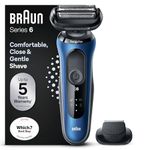 Braun Series 6 Electric Shaver for Men with Precision Trimmer, Wet & Dry Electric Razor for Men, UK 2 Pin Plug, 60-B1200s, Blue Razor