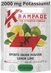 Krampade Electrolytes Powder Potassium Supplement - 2000 mg K+, >2X More Than Coconut Water | Cramp Relief and Prevention | Hydration Powder (Lemon Lime)
