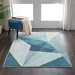 ASIinnsy Area Rugs Modern Abstract Geometric Rugs Living Room Non-Slip Short Pile Rug Blue Grey Soft Large Rugs for Bedroom Home Decor Carpet (Blue Grey, 80 x 120 cm)