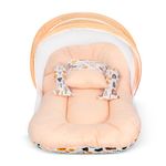 Baybee Baby Bedding Set For New Born Baby,Bed Mattress Mosquito Net,Neck Pillow & 2 Bolsters Sleeping Nest Travel Bed Infant Toddler Boy Girl 0-6 Months (Light Orange) - Cotton