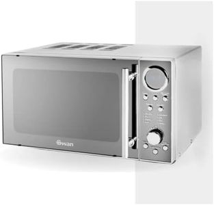 Swan SM3080LN with Glass Turntable, 10 Power Levels, Mirrored Door, 20L, 800W, Silver