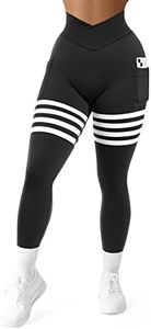 A AGROSTE Cross Butt Lifting Workout Leggings for Women Booty High Waisted Yoga Pants Scrunch Butt Gym Seamless Tight