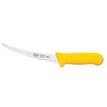 Winco KWP-60Y, 6" Stal High Carbon Steel Flexible Curved Boning Knife with Yellow Polypropylene Handle, NSF