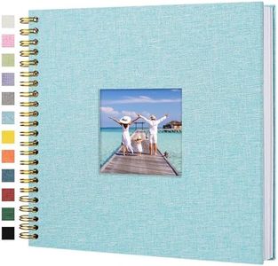 Hiwhy Scrapbook Photo Album Linen Cover, 12 x 12 Inch Hardcover Kraft White Pages Memory Book, for Travel Wedding Guest Book Christmas Baby Shower (40 Sheets/ 80 Pages,Light Blue)