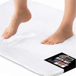 Gorilla Grip Thick Memory Foam Bath Rug, 30x20, Cushioned, Soft Floor Mats, Absorbent Bathroom Mat, Machine Washable, Luxury Plush Comfortable Carpet for Bath Room, Bright White