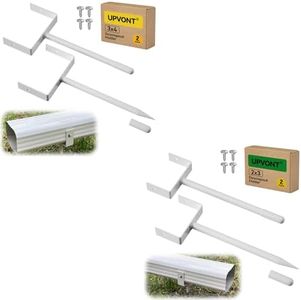 UPVONT 3x4 Downspout Extension Bracket (2 Pack) & 2x3 Downspout Extension Bracket (2 Pack), Gutter Downspout Holder Horizontal, Longer Downspout Anchor, Durable White Outdoor Coating Downspout Stake