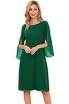 GRACE KARIN Women Formal Chiffon Wedding Guest Dress 3/4 Sleeve Cocktail Party Dresses for Summer Size 18 Dark Green