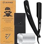 ASIPRO Straight Razor Men with 10 Shaving Blades (20 Single Edge Razor Blades Men), Barber Razor Kit Straight Edge Razor Reusable Razor Rasoir à Barbe Homme avec 10 Lame Rasoir Shaving Razor Men