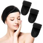 Sibba 3 Pack Spa Headband, Adjustable Headband for Face Wash Makeup Beauty, Facial Loop Yoga Headband Self-Adhesive Towel (Black)